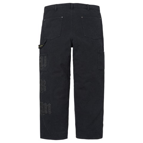 Supreme Leather Appliqué Double Knee Painter Pant - Black
