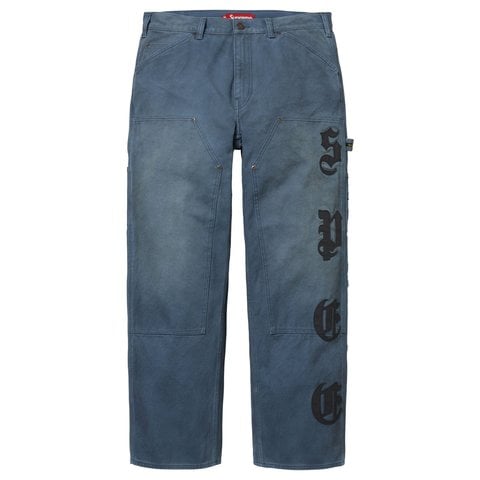 Supreme Leather Appliqué Double Knee Painter Pant - Navy