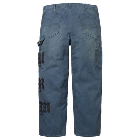 Supreme Leather Appliqué Double Knee Painter Pant - Navy