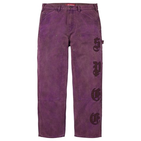 Supreme Leather Appliqué Double Knee Painter Pant - Purple