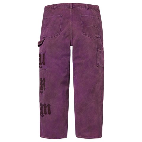 Supreme Leather Appliqué Double Knee Painter Pant - Purple