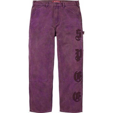 Supreme Leather Appliqué Double Knee Painter Pant - Purple