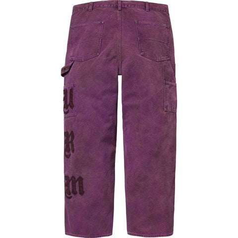 Supreme Leather Appliqué Double Knee Painter Pant - Purple