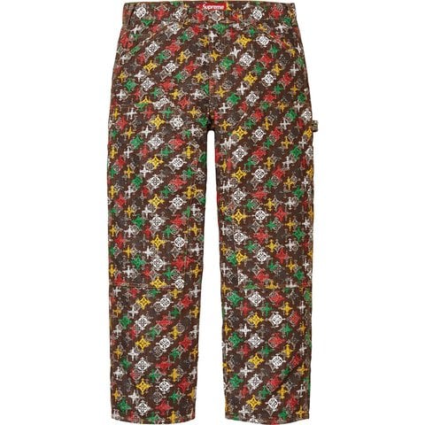Supreme Overprint Jacquard Double Knee Denim Painter Pant - Brown