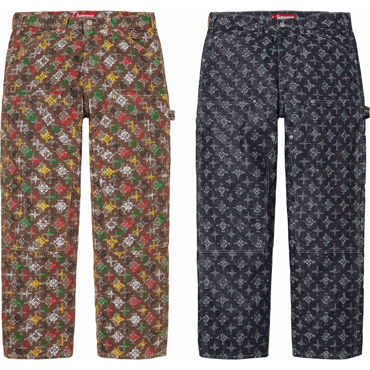 Overprint Jacquard Double Knee Denim Painter Pant