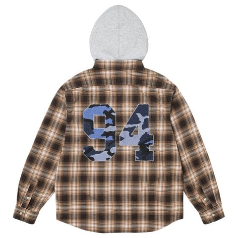 Appliqué Hooded Flannel Shirt - SupremeCommunity
