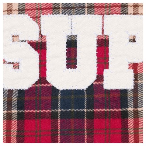 Supreme Appliqué Hooded Flannel Shirt - Red