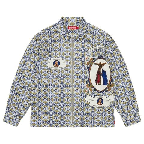 Supreme Devotion Flannel Zip Up Shirt - White