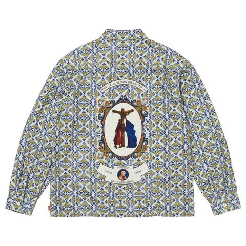 Supreme Devotion Flannel Zip Up Shirt - White