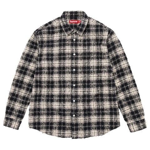 Supreme Frayed Textured Plaid Shirt - Black