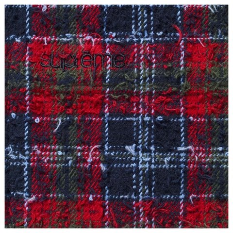 Supreme Frayed Textured Plaid Shirt - Navy