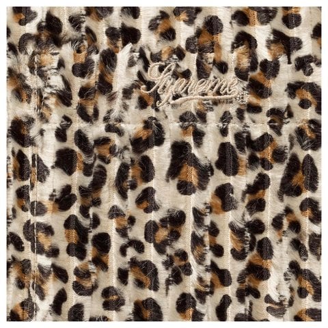 Supreme Leopard Frayed Zip Up Shirt - Tan