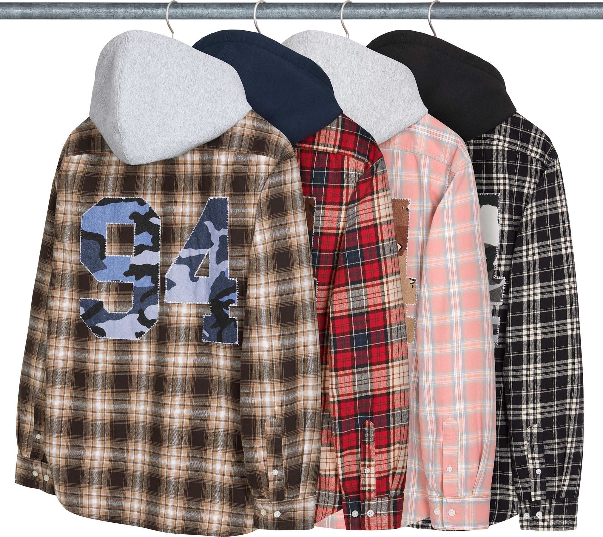 Appliqué Hooded Flannel Shirt - SupremeCommunity