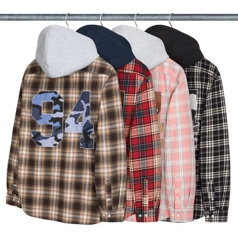 Supreme Appliqué Hooded Flannel Shirt