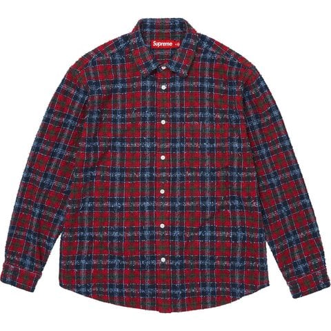 Supreme Frayed Textured Plaid Shirt - Navy