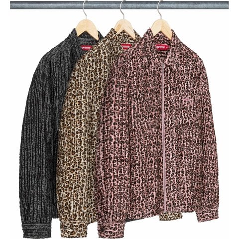 Supreme Leopard Frayed Zip Up Shirt