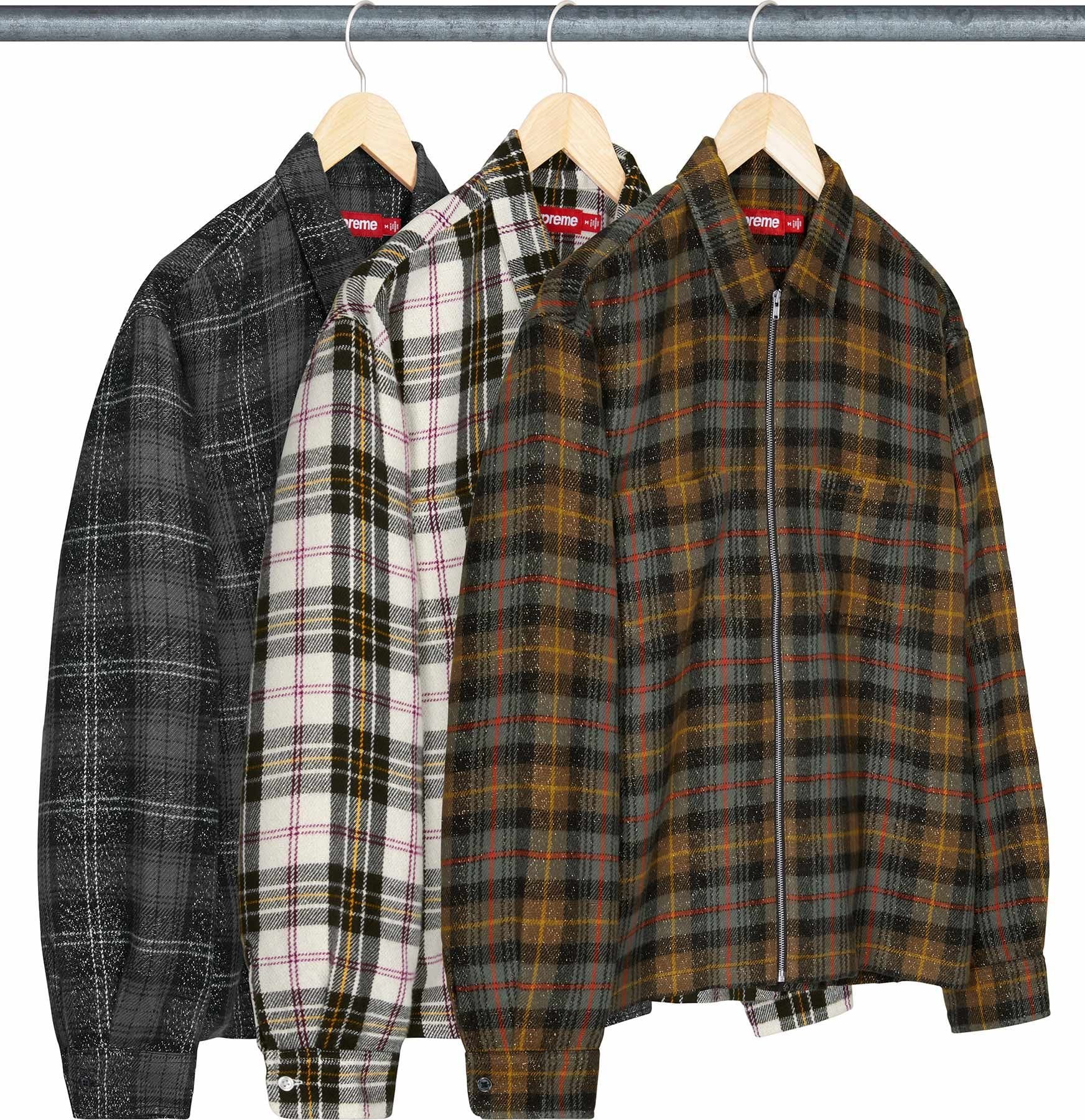 Metallic Flannel Zip Up Shirt - SupremeCommunity