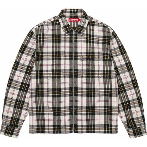 Supreme Metallic Flannel Zip Up Shirt - White
