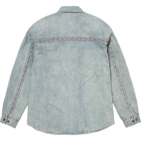 Supreme Reflective Taping Denim Snap Shirt - Washed Indigo