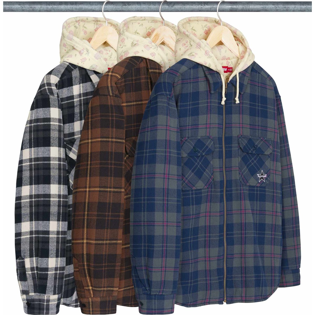 Thermal Lined Hooded Flannel Zip Up Shirt