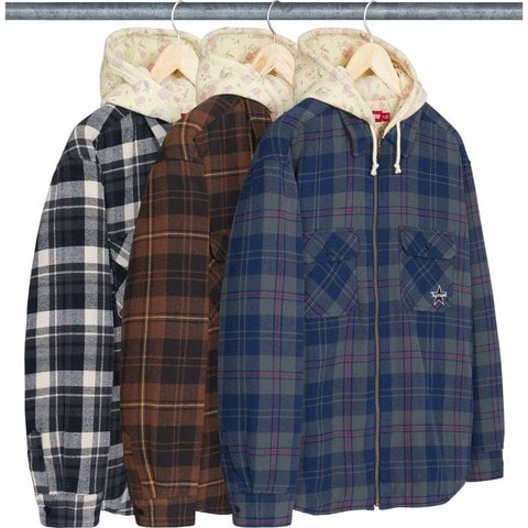 Supreme Thermal Lined Hooded Flannel Zip Up Shirt