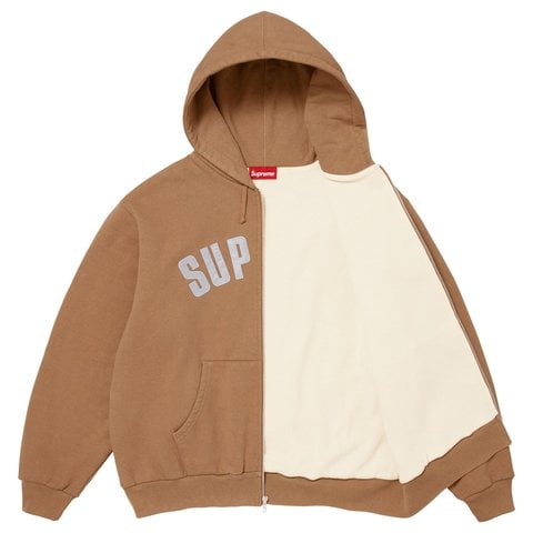 Supreme Arc Thermal Lined Zip Up Hooded Sweatshirt - Light Brown