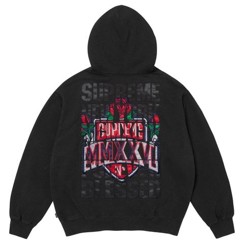 Supreme Blessed Appliqué Zip Up Hooded Sweatshirt - Black