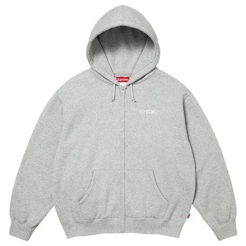 Supreme Blessed Appliqué Zip Up Hooded Sweatshirt - Heather Grey