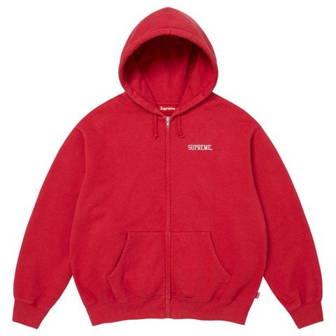 Supreme Blessed Appliqué Zip Up Hooded Sweatshirt - Red
