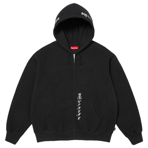 Supreme God Over Money Zip Up Hooded Sweatshirt - Black