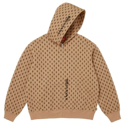 Supreme God Over Money Zip Up Hooded Sweatshirt - Money