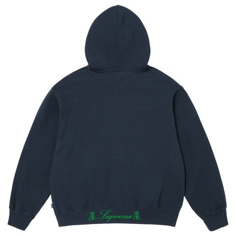 Supreme God Over Money Zip Up Hooded Sweatshirt - Navy