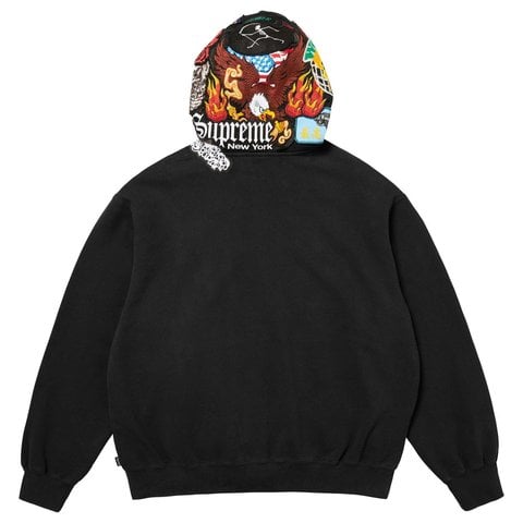 Supreme Patches Zip Up Hooded Sweatshirt - Black
