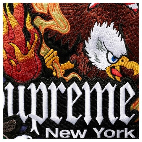 Supreme Patches Zip Up Hooded Sweatshirt - Washed Navy