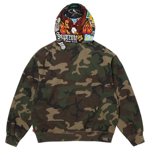 Supreme Patches Zip Up Hooded Sweatshirt - Woodland Camo