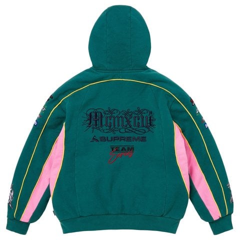 Supreme Racing Lined Zip Up Hooded Sweatshirt - Dark Teal