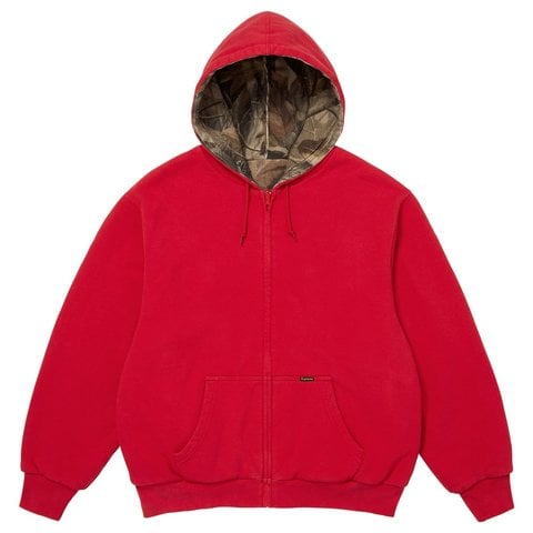Supreme Reversible Work Zip Up Hooded Sweatshirt - Red