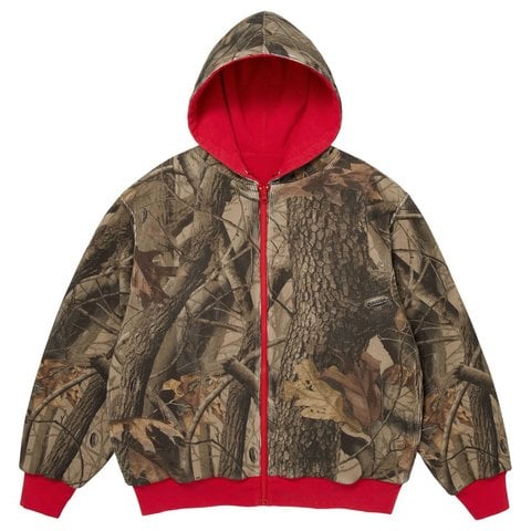Supreme Reversible Work Zip Up Hooded Sweatshirt - Red