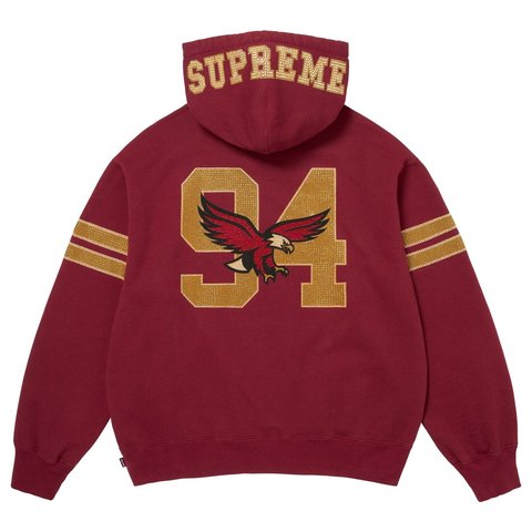 Supreme Rhinestone Eagle Hooded Sweatshirt - Cardinal