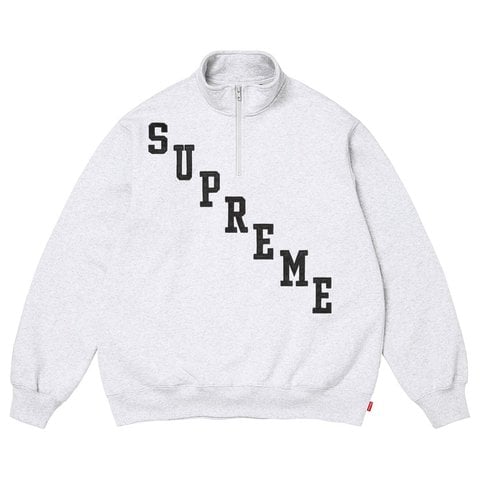 Supreme Slant Appliqué Half Zip Pullover - Ash Grey