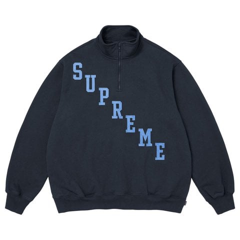 Supreme Slant Appliqué Half Zip Pullover - Navy