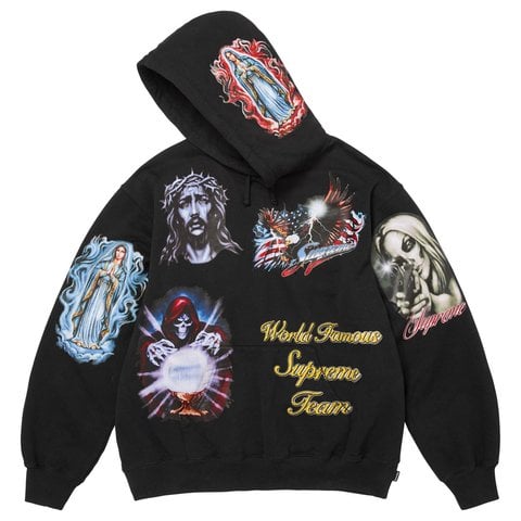 Supreme Stickers Hooded Sweatshirt - Black