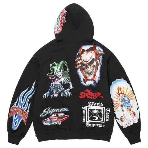 Supreme Stickers Hooded Sweatshirt - Black