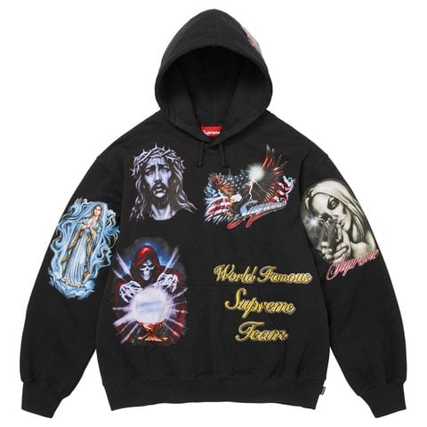 Supreme Stickers Hooded Sweatshirt - Black