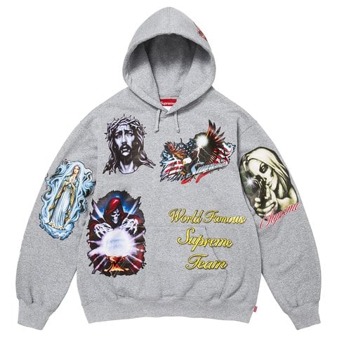 Supreme Stickers Hooded Sweatshirt - Heather Grey