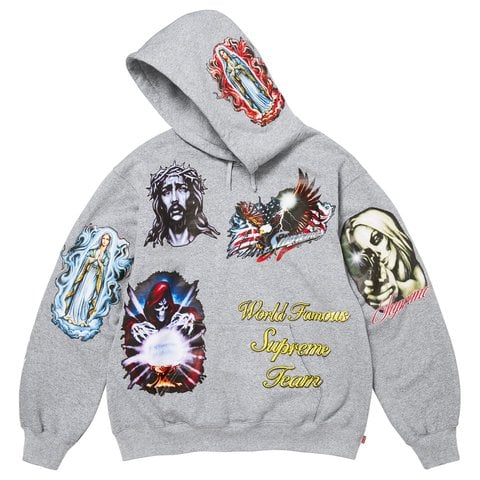 Supreme Stickers Hooded Sweatshirt - Heather Grey