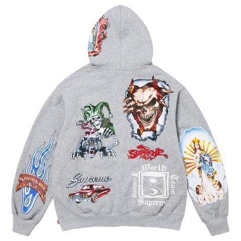 Supreme Stickers Hooded Sweatshirt - Heather Grey