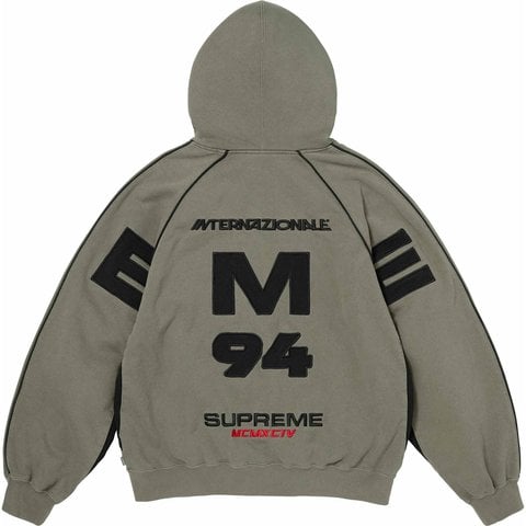 Supreme Spellout Appliqué Zip Up Hooded Sweatshirt - Faded Green