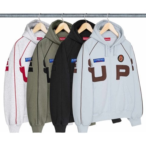 Supreme Spellout Appliqué Zip Up Hooded Sweatshirt - Group Shots