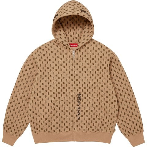Supreme God Over Money Zip Up Hooded Sweatshirt - Money
